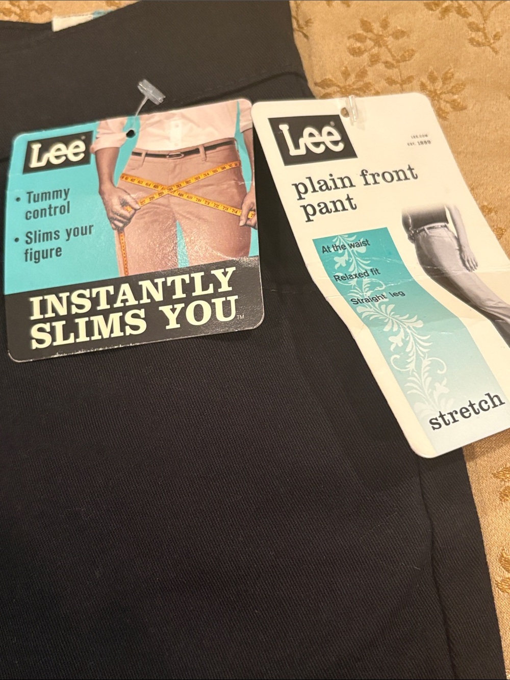 NWT Lee Straight Leg Pants, Black, Slims You, Plain Front, Relaxed Fit, 12S - Picture 4 of 12